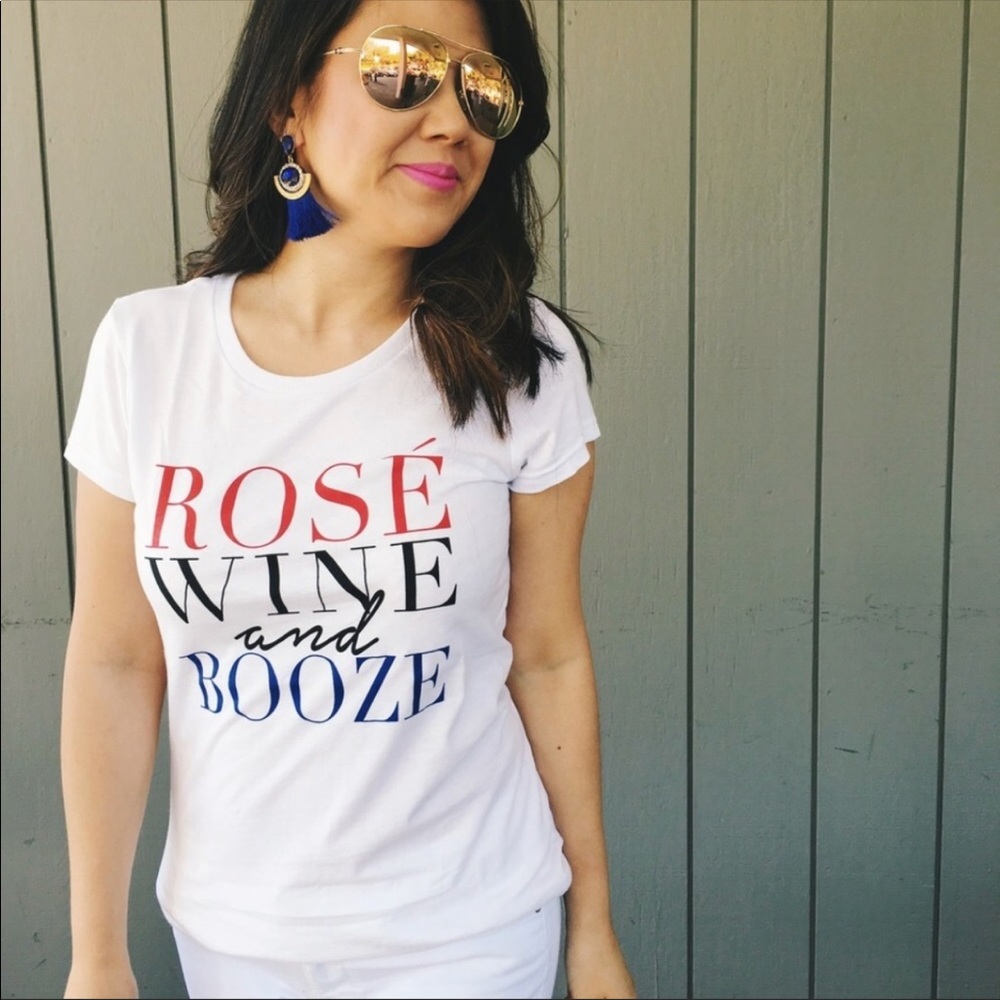 •Rose’ Wine and Booze• Graphic Crew Neck Tee - Picture 2 of 2